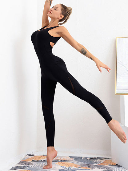 Solid Color Sleeveless Skinny Hip-Lifting Jumpsuit