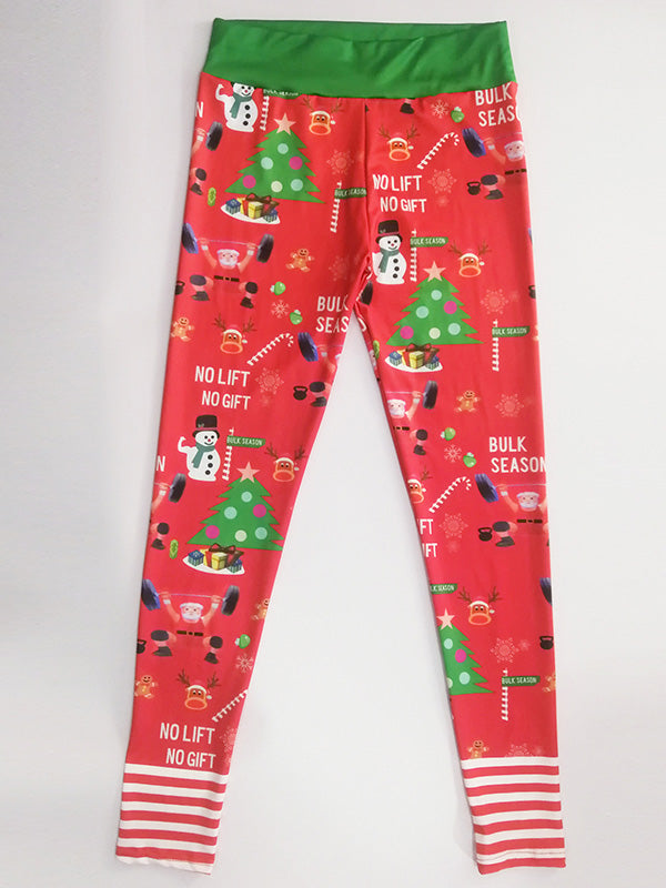 Christmas Print Breathable Wrap Sports Leggings