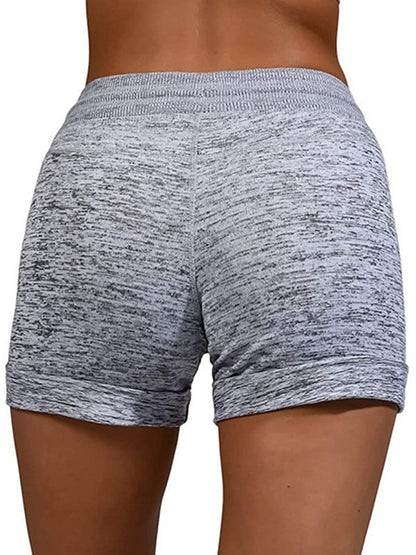 Solid Color Quick-Drying  High-Waisted Drawstring Sports Shorts