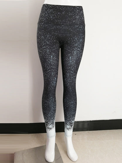 Printed High-Waisted Color-Block Skinny Leggings