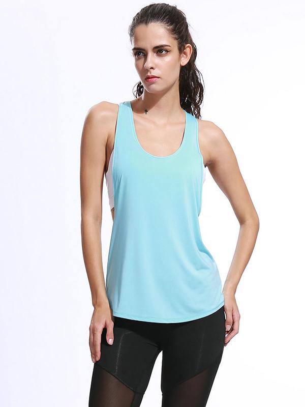 Wrap Solid Color Back Cross Quick Dry Sports Tanks