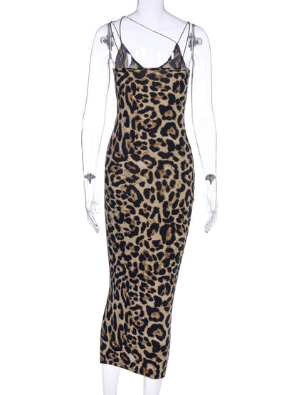 Skinny Wrap Leopard Snakeskin Printed Deep V-Neck Dresses