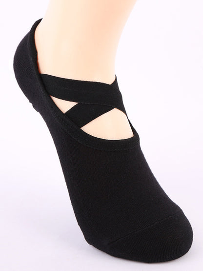 Ballet Cross Strap Yoga Edging Open Back Silicone Non-Slip Sports Dance Socks