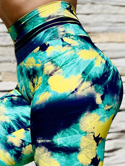 Colorful Print Hips-Lift Shaped High Waisted Sport Leggings