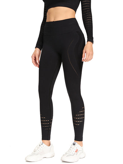 Solid Color Hollow Skinny Leg Yoga Leggings