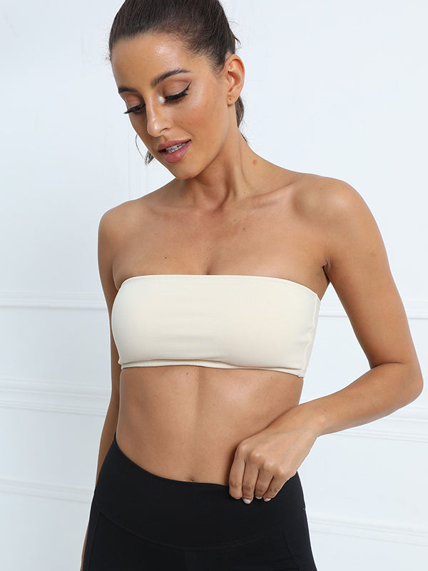 Solid Color Strapless  Sports Bra