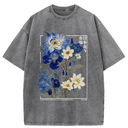 Japan Flower Market Vintage Washed T-shirt