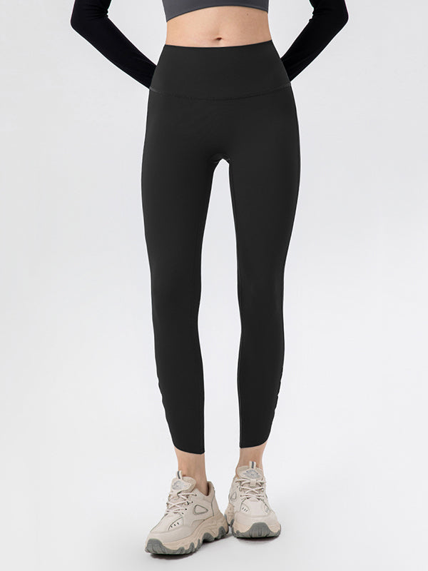 Skinny Leg Wrap Breathable High-Waisted Hollow Solid Color Leggings