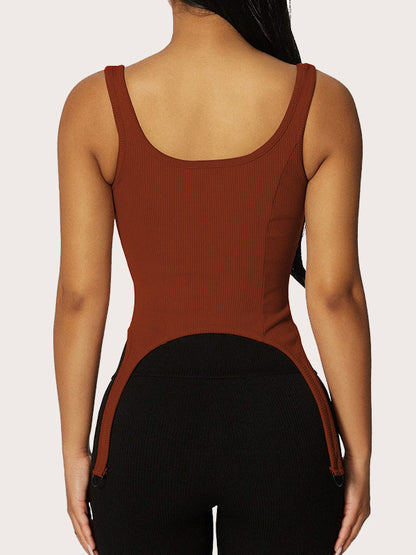 Designed Wrap Sleeveless Zipper Vest