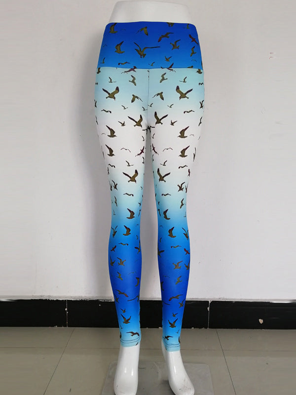 Skinny Leg Wrap Animal Printed Color-Block Leggings