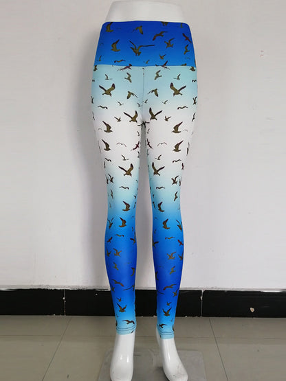 Skinny Leg Wrap Animal Printed Color-Block Leggings