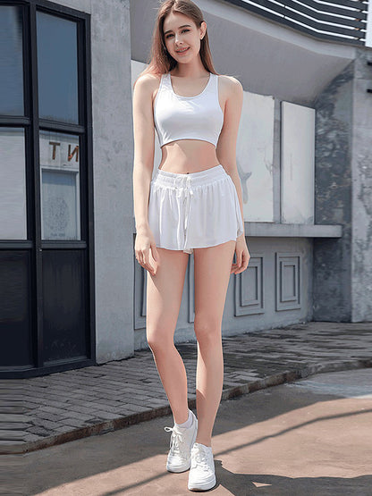 Loose Bandage Elasticity Solid Color Sports Culotte