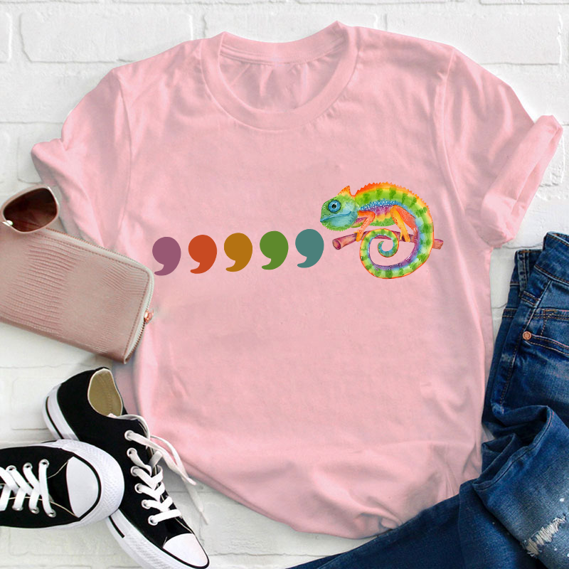 Comma Comma Chameleon Teacher T-Shirt