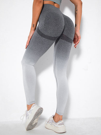 Seamless Gradient Hips-Lift Running Sport Leggings