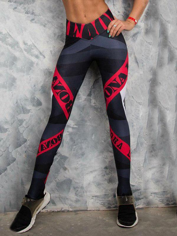 Sexy Printed Contract Color Wrap High-Waisted Sports Leggings