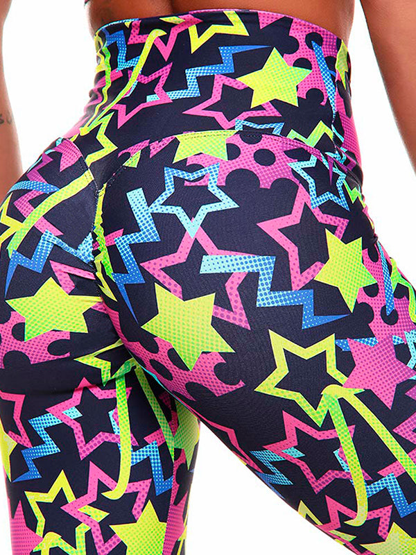 3D Colorful Star Print Leggings