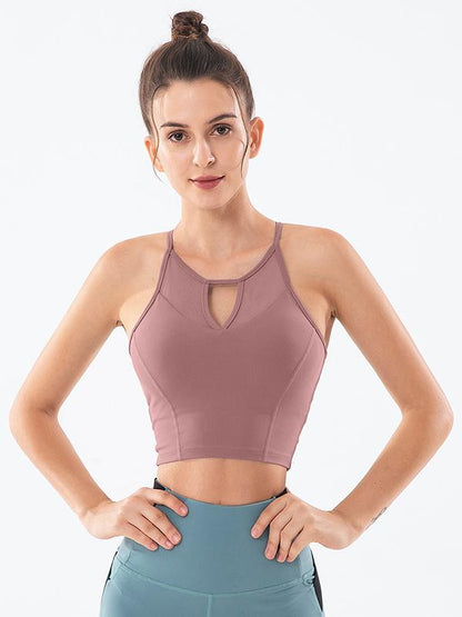 Sexy Solid Spaghetti-Neck Breathable Sports Bra