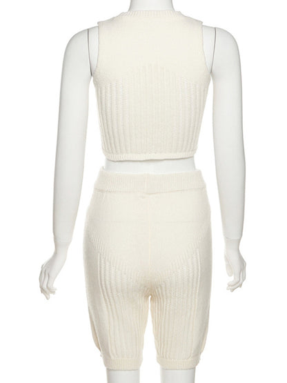 Perspective Knitted Sleeveless Slimming Suits