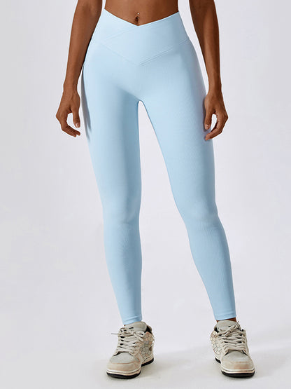 High-Waisted Solid Color Skinny Leg Wrap Yoga Bottoms