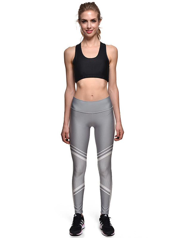 Grey Printed High Waist Hips Leggings