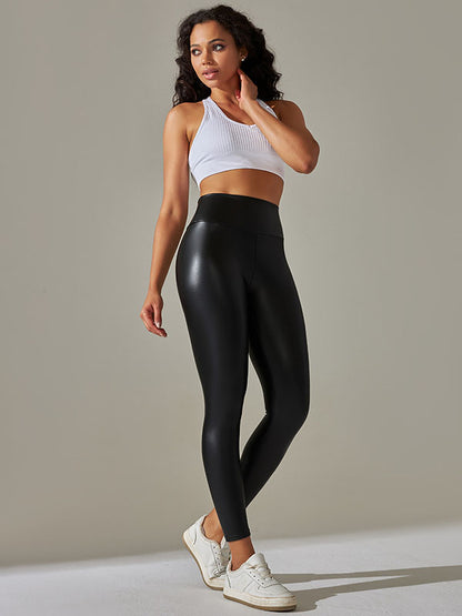 Skinny Leg Wrap High-Waisted Solid Color Leggings