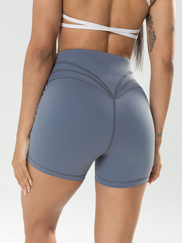 Skinny Wrap Sports Shorts High-Waisted Yoga Bottoms Solid Color Shorts