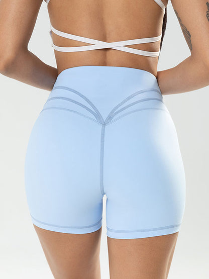 Skinny Wrap Sports Shorts High-Waisted Yoga Bottoms Solid Color Shorts