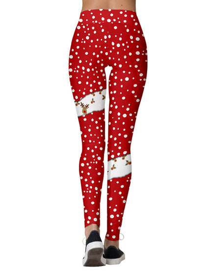 Snow&Elk Print Breathable Wrap Sports Leggings