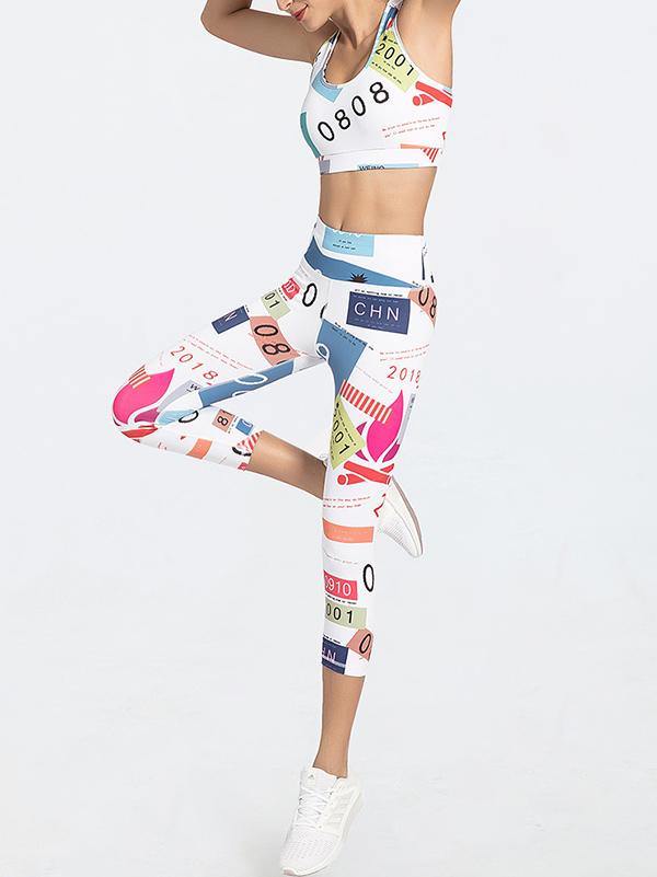 Printed Contract Color Sports Tanks Yoga Suits