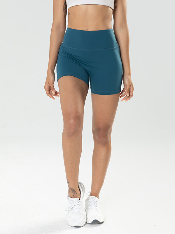 Skinny Wrap Sports Shorts High-Waisted Yoga Bottoms Solid Color Shorts