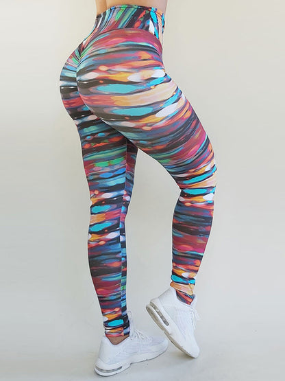 Abstract Digital Printing High-Waist Hip-Lifting Sports Fitness Leggings