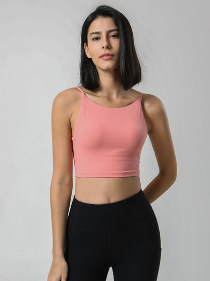 Exposed Navel Wrap Solid Color Sleeveless Tanks