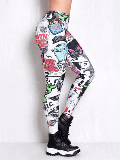 Printed High Waisted Flexible Sports Leggings