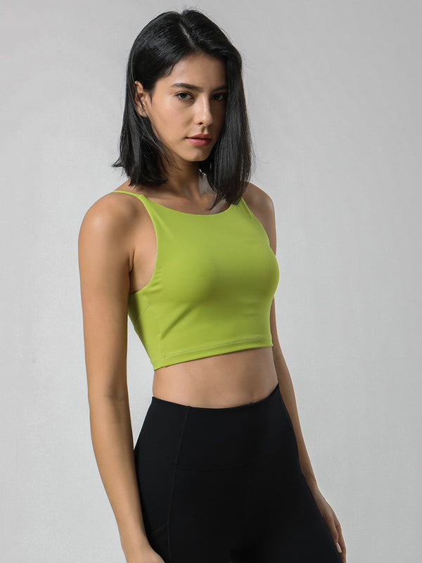 Exposed Navel Wrap Solid Color Sleeveless Tanks