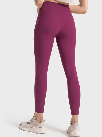 Skinny Leg Wrap Pockets Solid Color Leggings