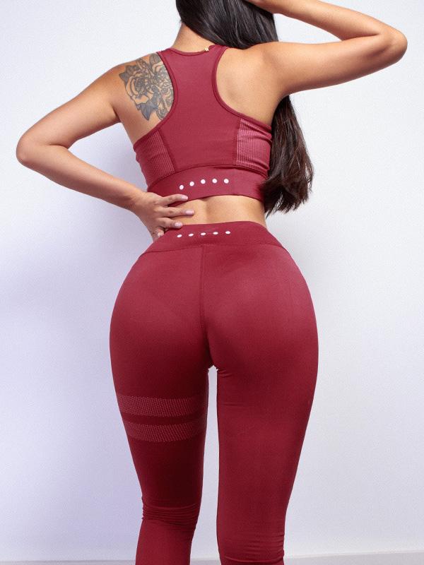 Solid Sports Bra And Leggings Suit