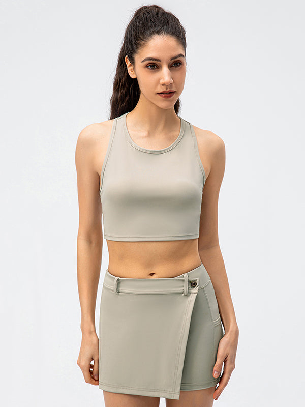 Nude Yoga Dance Skirt Fake Two-Piece Fitness Shorts