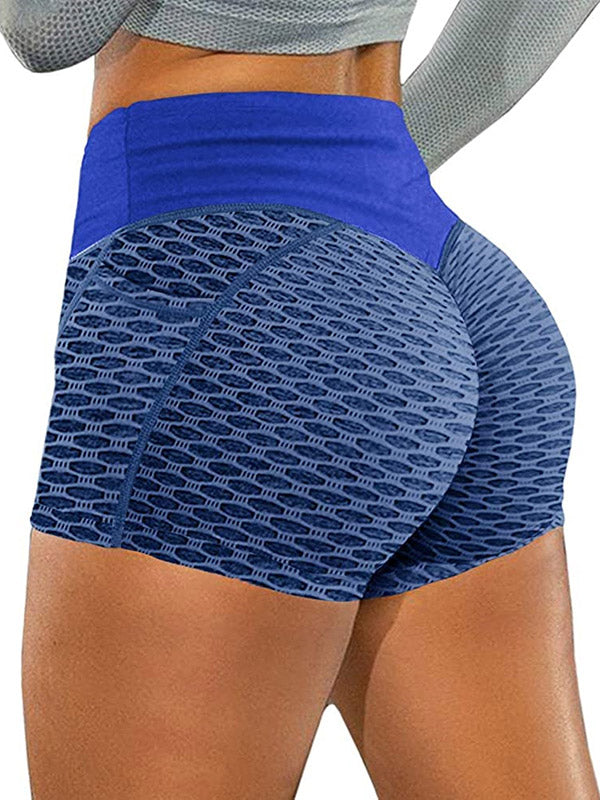 Solid Color High-Waisted Hip Lift Tight Sports Shorts