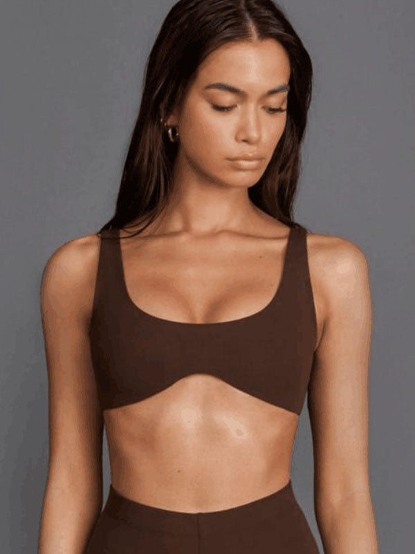 Skinny Wrap Backless Solid Color Spaghetti-Neck Sports Bra