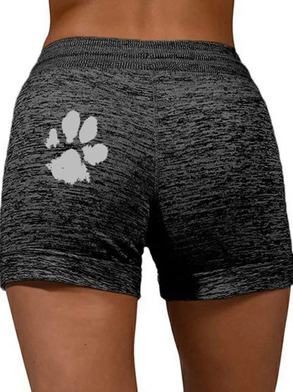 Floral Print Quick-Drying High-Waisted Drawstring Sports Shorts