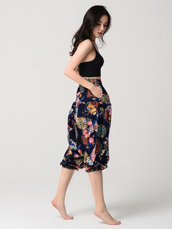 National Printed Loose Bloomers Yoga Bottoms