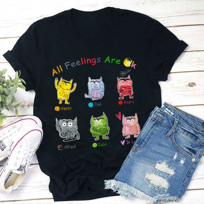 All Feelings Are Ok Monster Teacher T-Shirt
