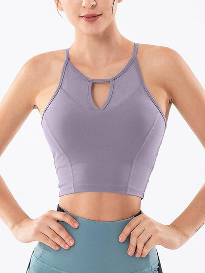 Sexy Solid Spaghetti-Neck Breathable Sports Bra