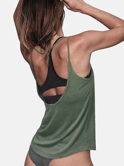 Loose Backless Solid Vest Top