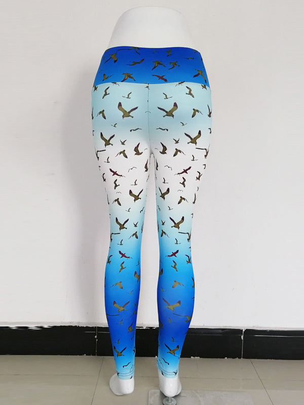 Sea Mew Printed Flexible Sports Leggings