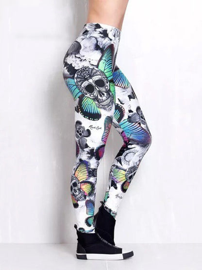 Skinny Skull Print Yoga Bottoms Leggings