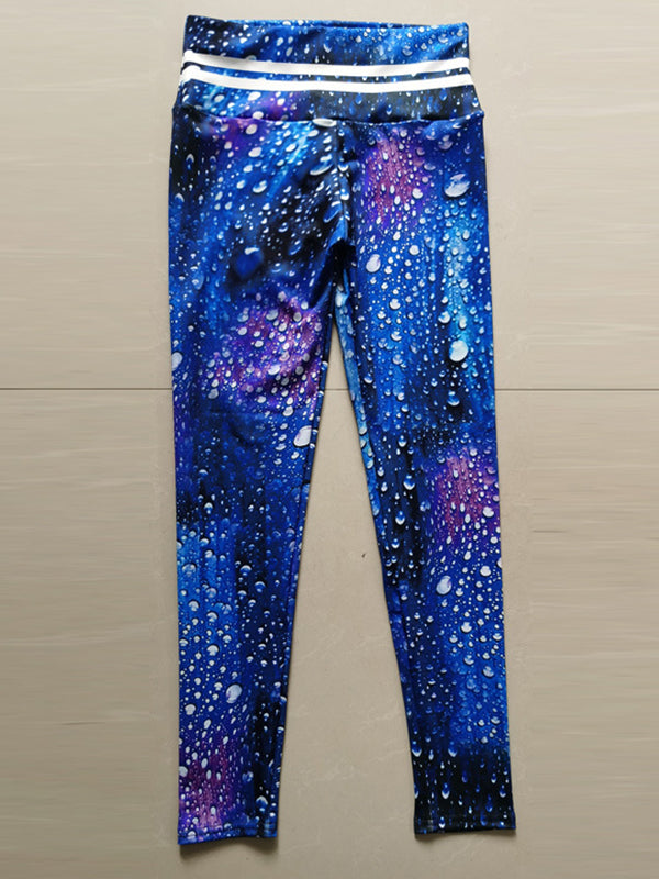 Casual Raindrop Printed High Waisted Yoga Leggings