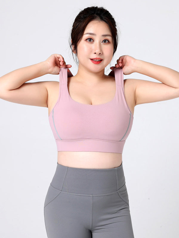 Wrap Hollow Solid Color Spaghetti-Neck Sports Bra