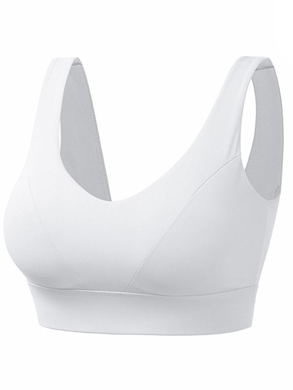 Solid Color Gathered Anti-Vibration Sport Bra