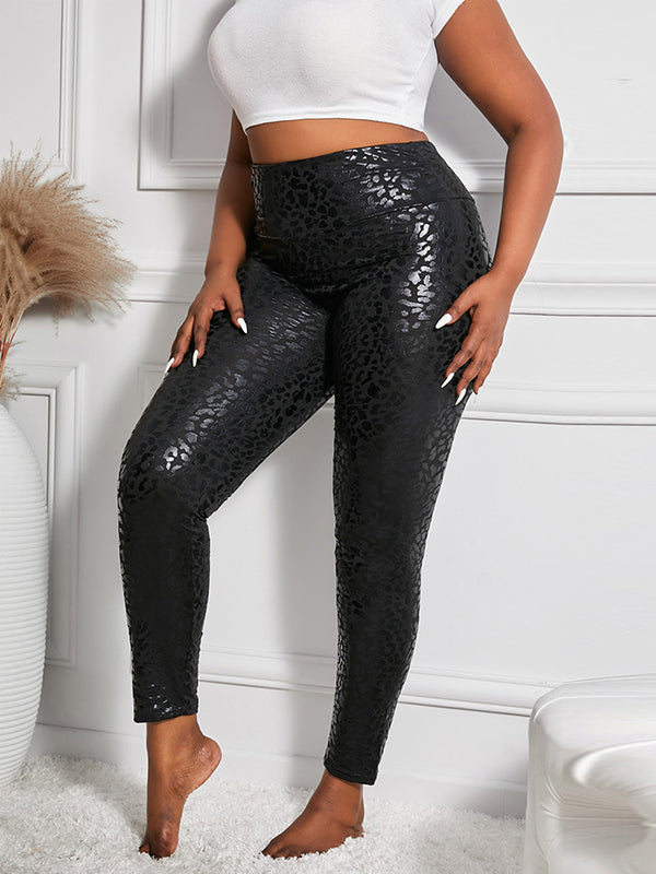 Skinny Wrap High-Waisted Printed Solid Color Leggings